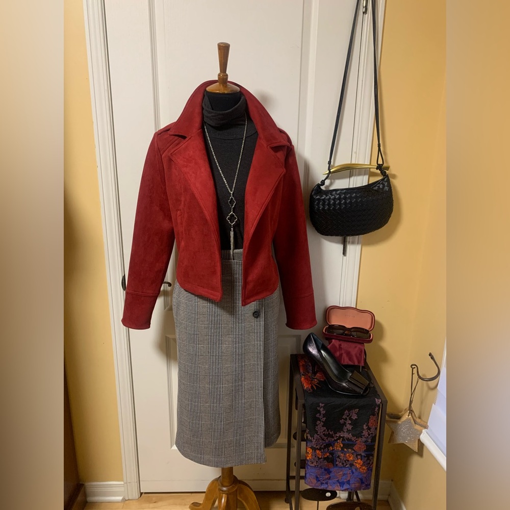 Philosophy faux suede/leather moto jacket